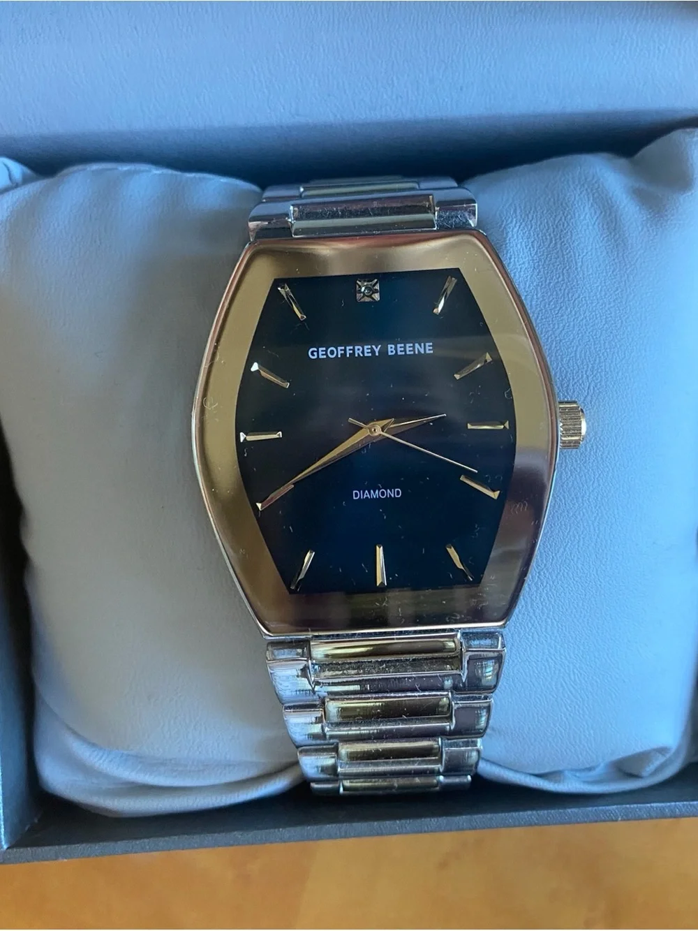 Geoffrey Beene Genuine Diamond Men’s Blue Dial Two-Tone Bracelet Watch 42mm